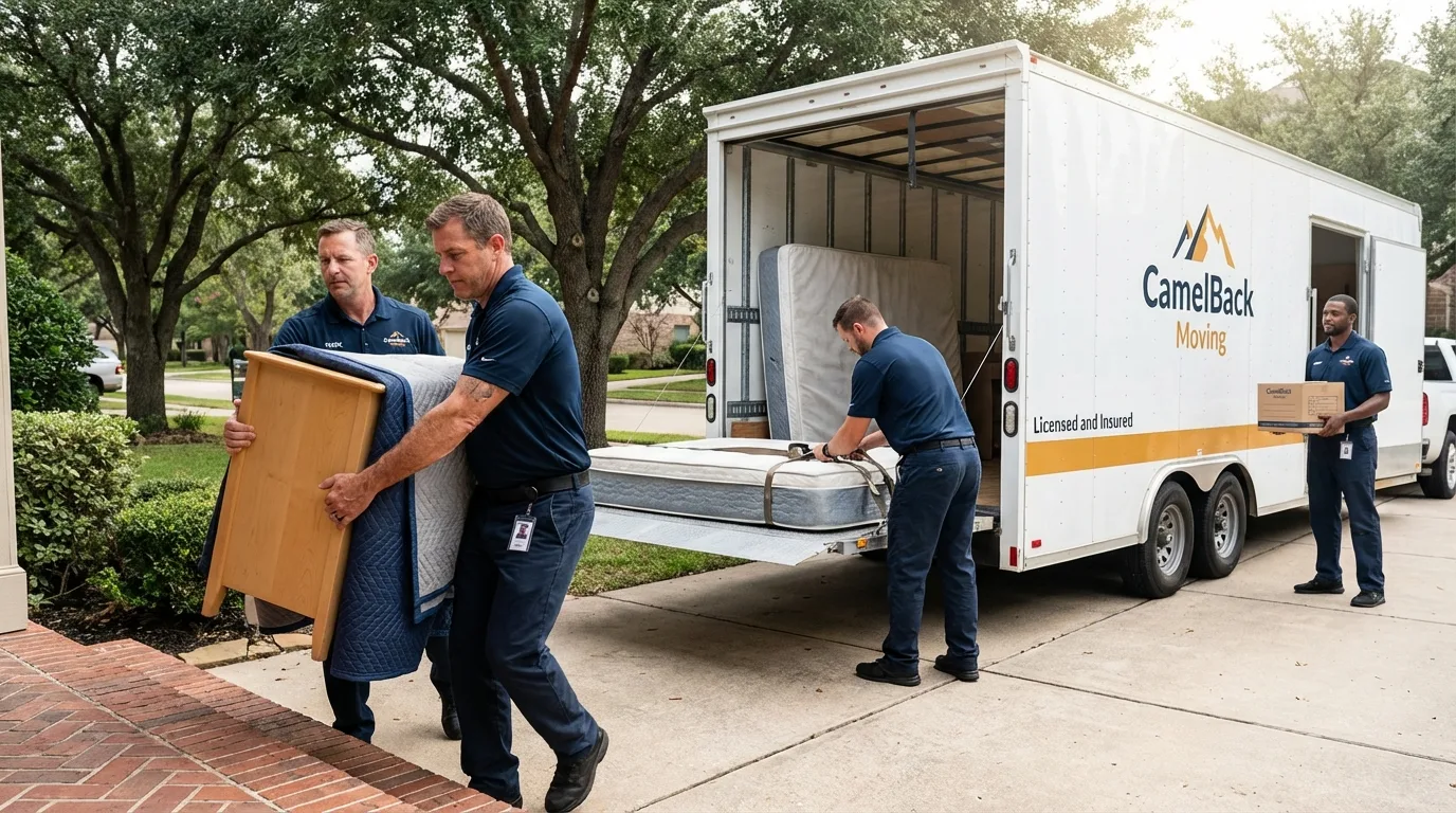 Crew loading residential truck for cross-state move from Tavares, FL