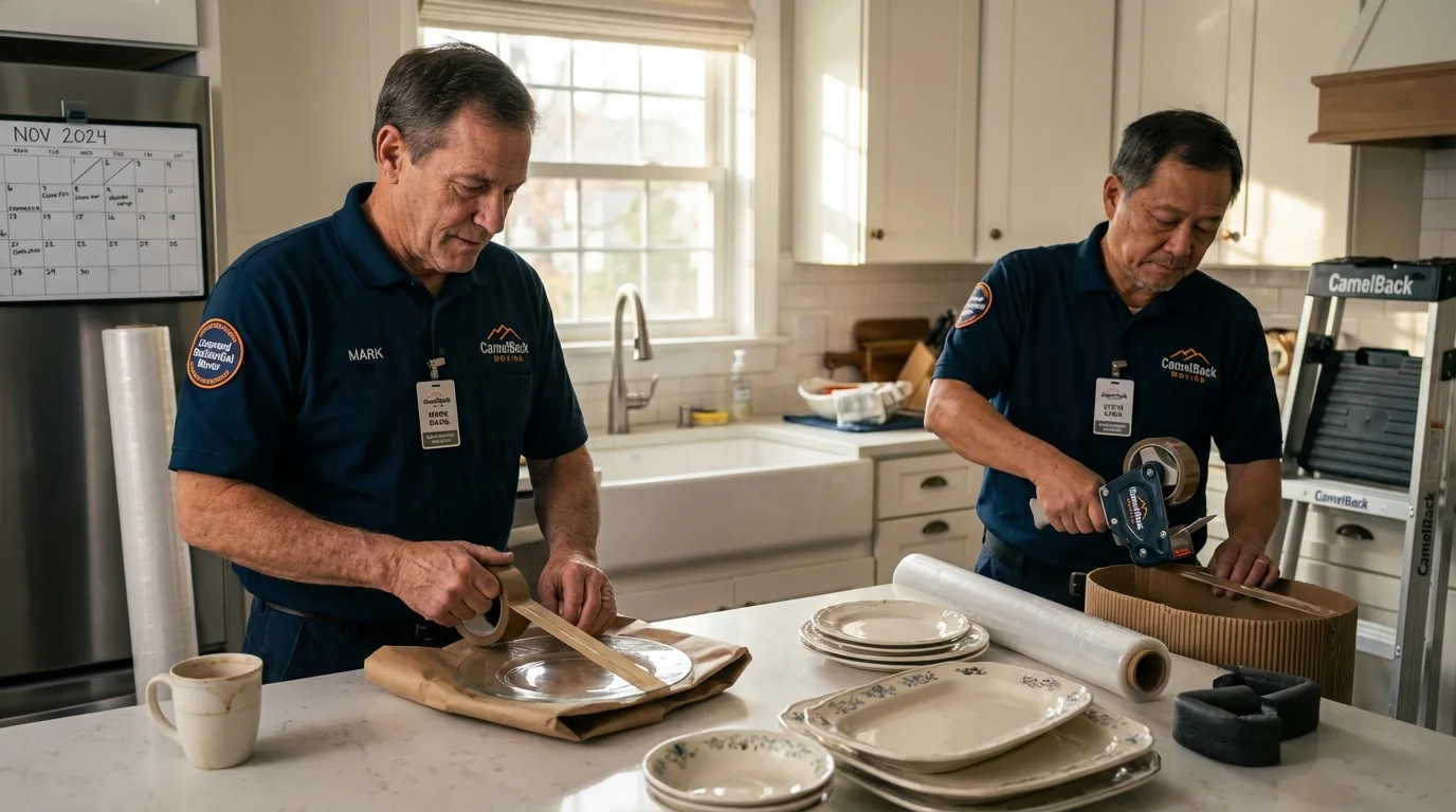 Professional crew packing kitchen dishware in Tavares, FL
